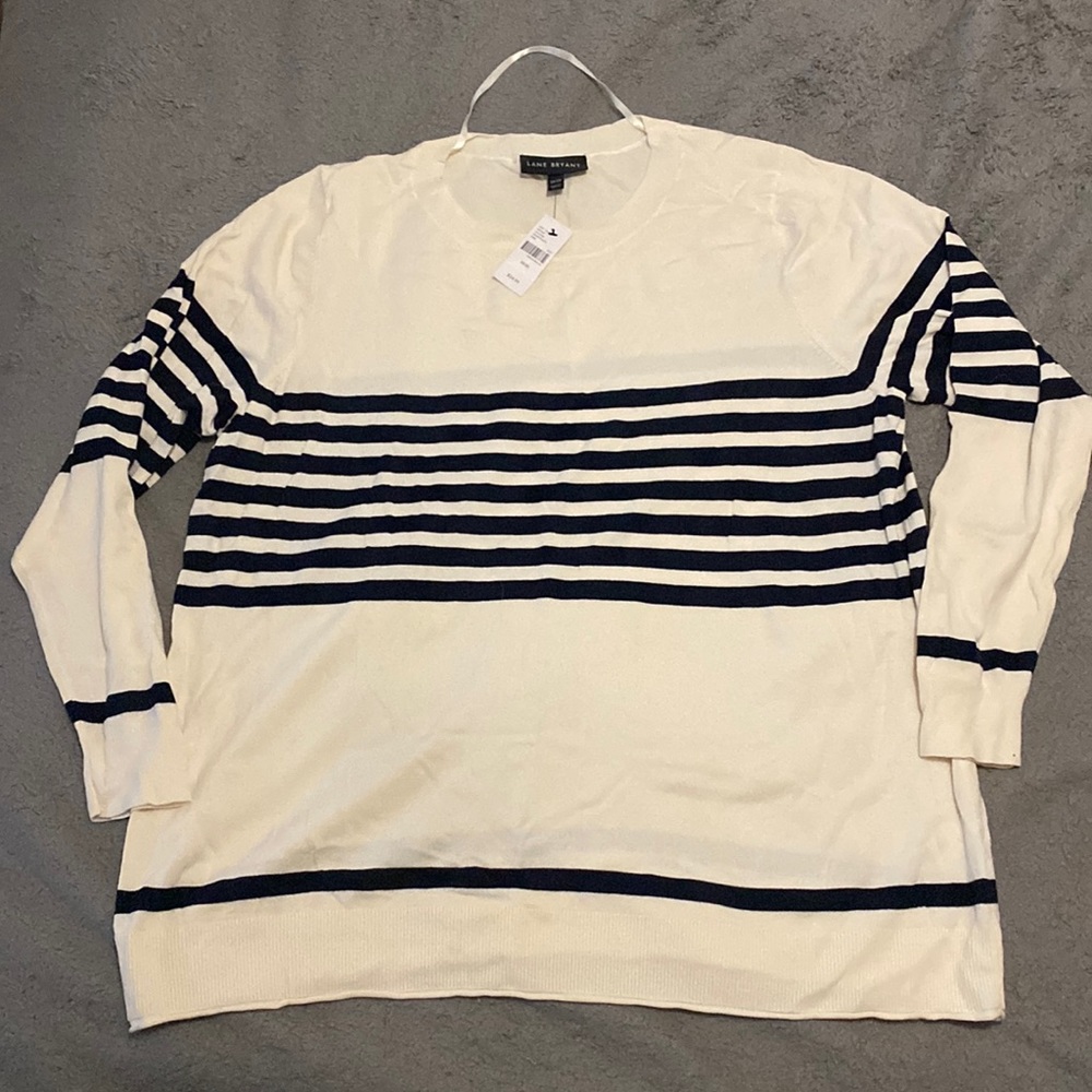 NWT Lane Bryant white & black striped sweater